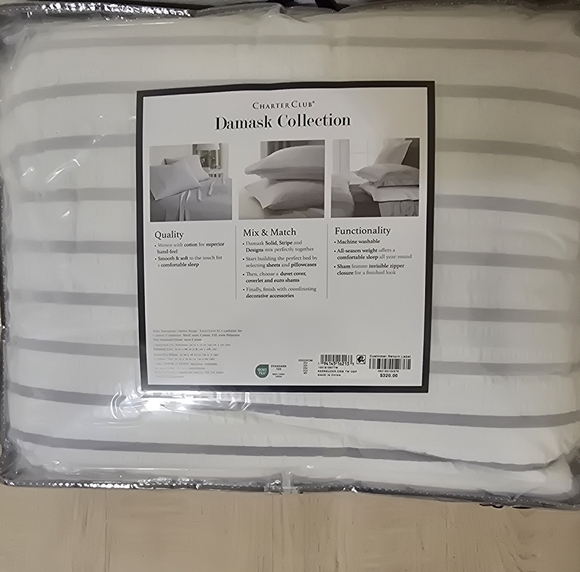 New In Bag Charter Club Seersucker Ombre Stripe Twin XL Comforter Set - Picture 6 of 7